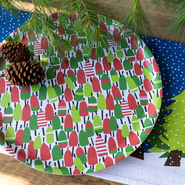 Holiday Buoys Large Round Wooden Tray