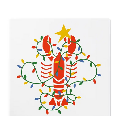 Lobster Lights White Ceramic Coaster