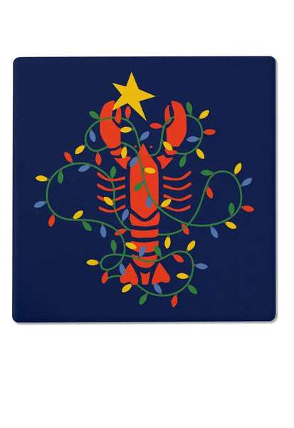 Lobster Lights Blue Ceramic Coaster