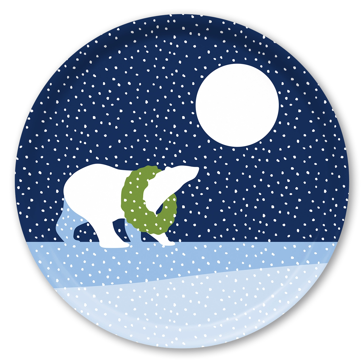 Arctic Antics Polar Bear Round Wooden Tray