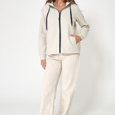 Cream Hoodie with Zipper