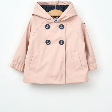 Anchor Button Baby Raincoat Lined Pink