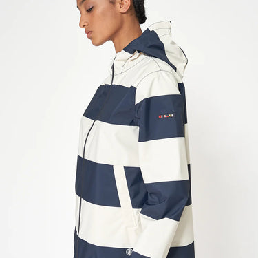 Short Striped Navy & Cream Raincoat