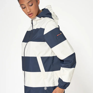 Short Striped Navy & Cream Raincoat