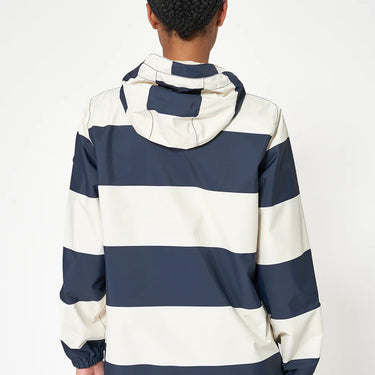 Short Striped Navy & Cream Raincoat