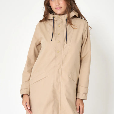Tan Long Cotton Raincoat