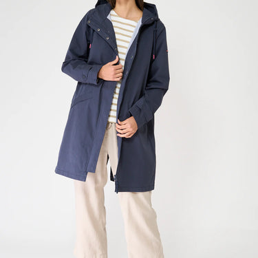 Navy Long Cotton Raincoat
