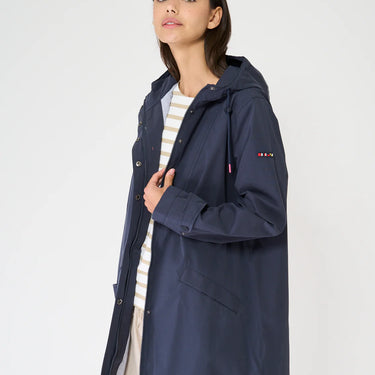 Navy Long Cotton Raincoat