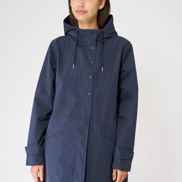 Navy Long Cotton Raincoat