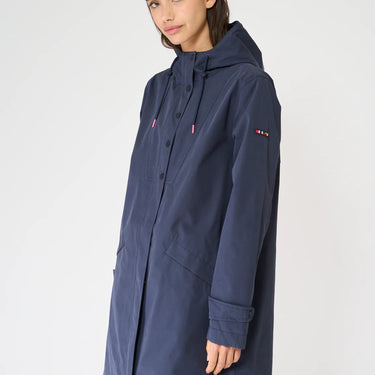 Navy Long Cotton Raincoat
