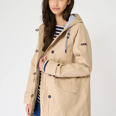 Tan Cotton Raincoat with Sealed Seams