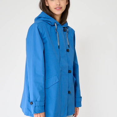 Blue Cotton Raincoat with Sealed Seams
