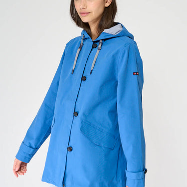 Blue Cotton Raincoat with Sealed Seams