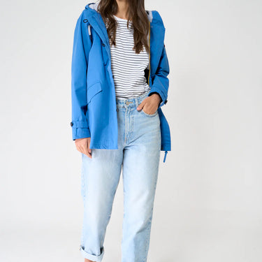 Blue Cotton Raincoat with Sealed Seams