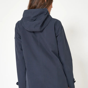 Navy Short Cotton Raincoat with Sealed Seams