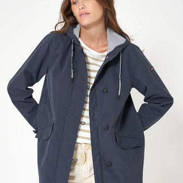 Navy Short Cotton Raincoat with Sealed Seams