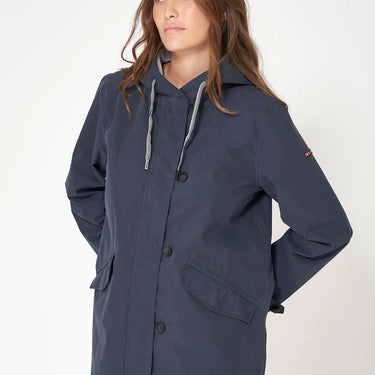 Navy Short Cotton Raincoat with Sealed Seams