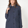 Navy Short Cotton Raincoat with Sealed Seams