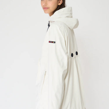 Short White Raincoat with Cotton Lining