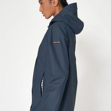 Short Navy Raincoat with Cotton Lining