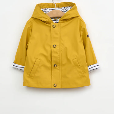 Yellow Baby Raincoat with Striped Lining