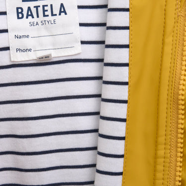 Yellow Baby Raincoat with Striped Lining