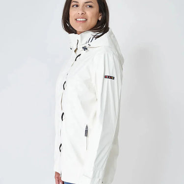 White Raincoat with Striped Lining