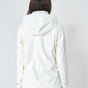 White Raincoat with Striped Lining