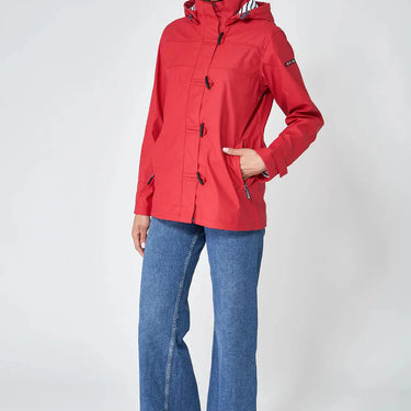 Red Raincoat with Striped Lining