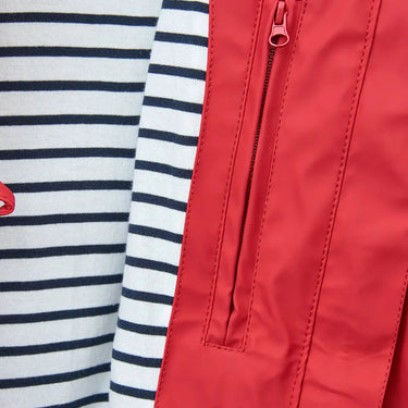 Red Raincoat with Striped Lining