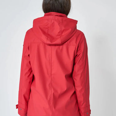 Red Raincoat with Striped Lining