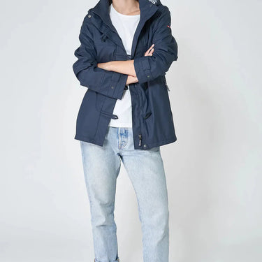 Navy Raincoat with Striped Lining