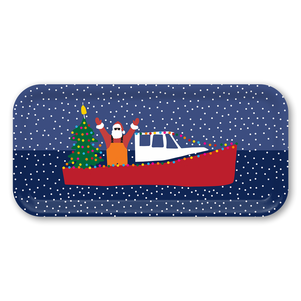 Santa on a Boat Small Wooden Tray