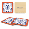 Lobster Damask Pattern - Blue Wooden Coasters