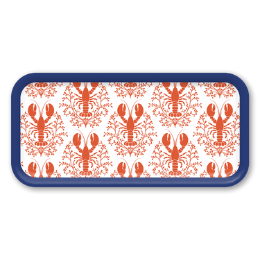 Lobster Damask Pattern Red Wooden Trays