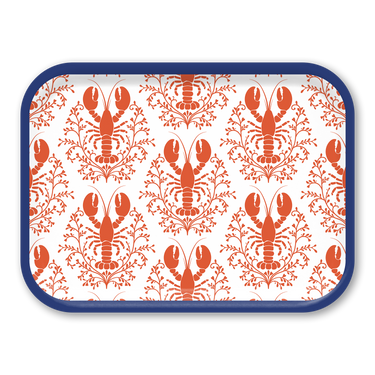 Lobster Damask Pattern Red Wooden Trays