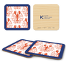 Lobster Damask Pattern - Red Wooden Coasters