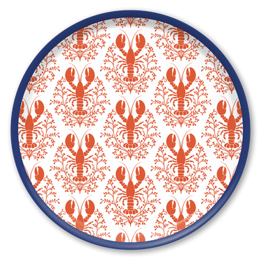 Lobster Damask Pattern Red Wooden Trays