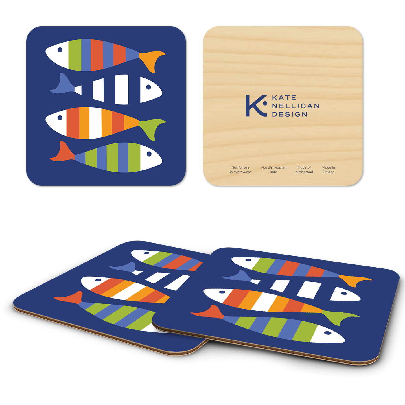 Fish Friends Wooden Coasters