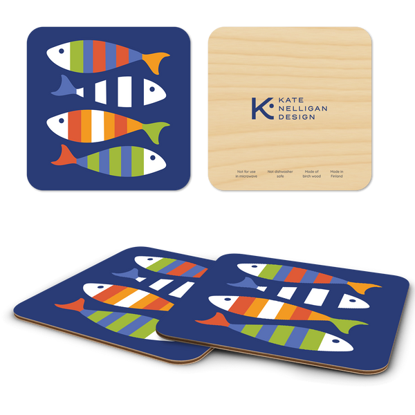 Fish Friends Wooden Coasters