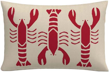 Lobster Knit Lumbar Pillow Red & Natural