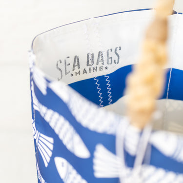 Blue & White Pattern Fish Medium Tote by Sea Bags