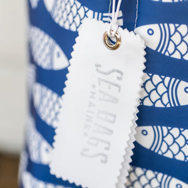 Blue & White Pattern Fish Medium Tote by Sea Bags