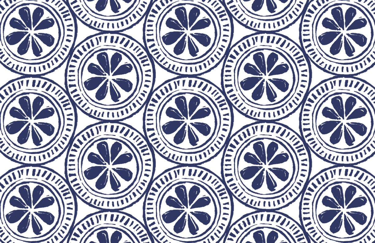 Navy Medallion Vinyl Placemat