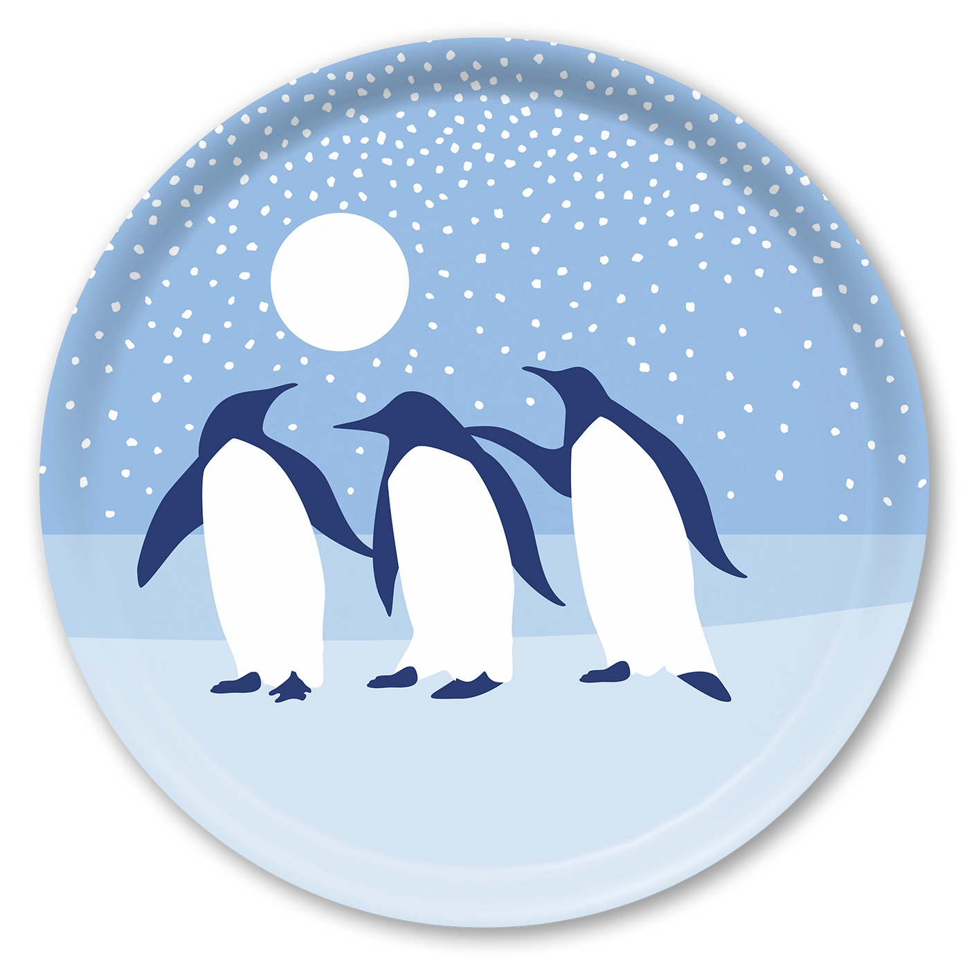 Arctic Antics Penguin Round Wooden Tray
