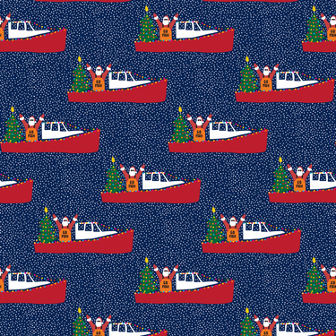 Santa Boat Wrapping Paper by Kate Nelligan