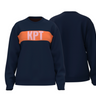 KPT Classic Knit Crewneck Pullover - Navy with Orange & Pink