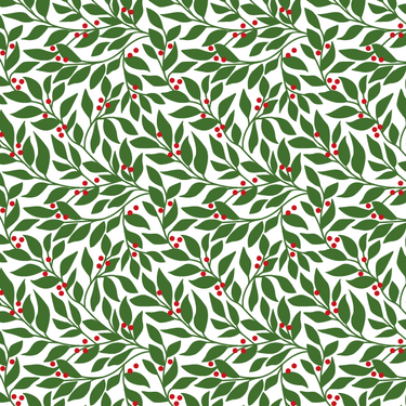 Green Leaf & Berry Wrapping Paper by Kate Nelligan