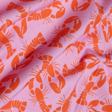 Pink Hot Lobster Cotton Fabric By The Yard