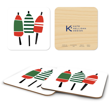 Holiday Buoys Wooden Coasters